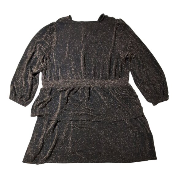 Michael Kors Metallic Tiered Dress NWT Size 3X Glam NYE Party Black Gold - Picture 2 of 9